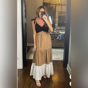 Express Black, Tan, and White Maxi Skirt